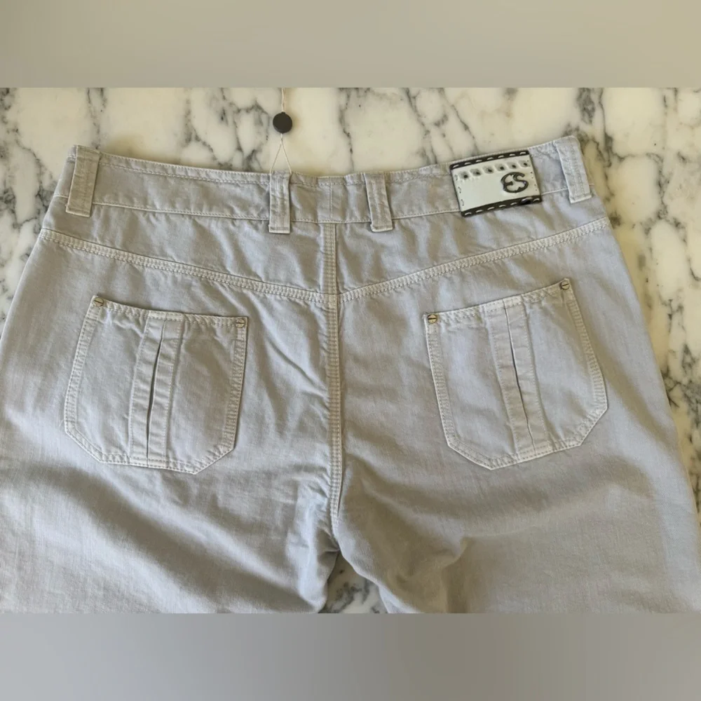 NWT ERMANNO SCERVINO Grey Jeans Cool Leather and Metal brand tag on back IT54 - Picture 7 of 12